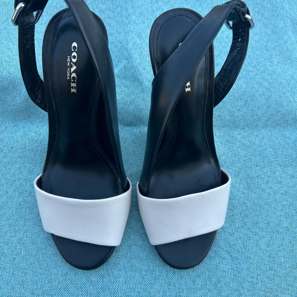 Coach Black and White Slingback Heels